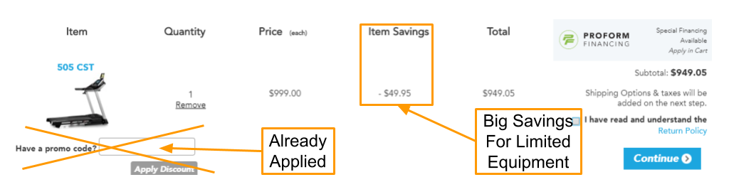 ProForm 505 CST Treadmill Coupon and Promo Code (1)