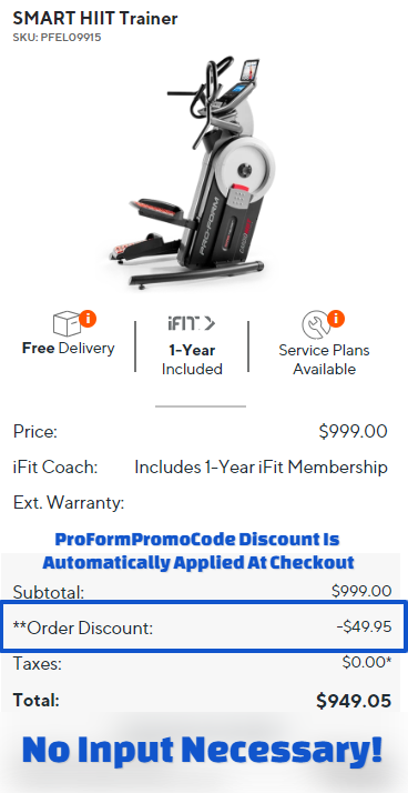 ProForm SMART HIIT Trainer Cart Promo Code