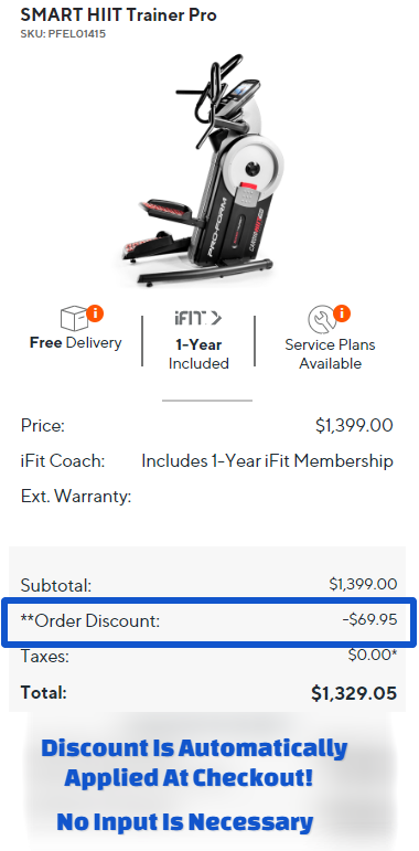 ProForm SMART HIIT Trainer Pro Cart Promo Code