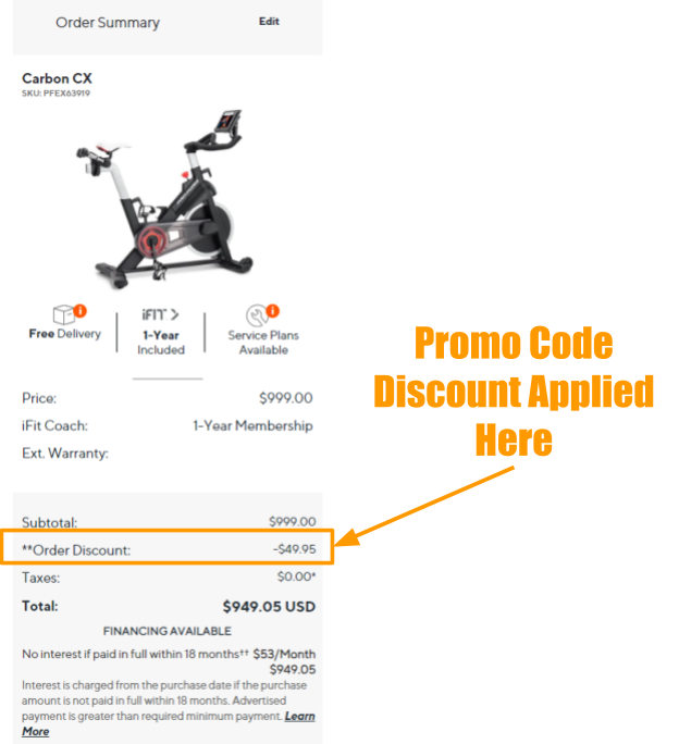 ProForm Carbon CX Exercise Bike Promo Code